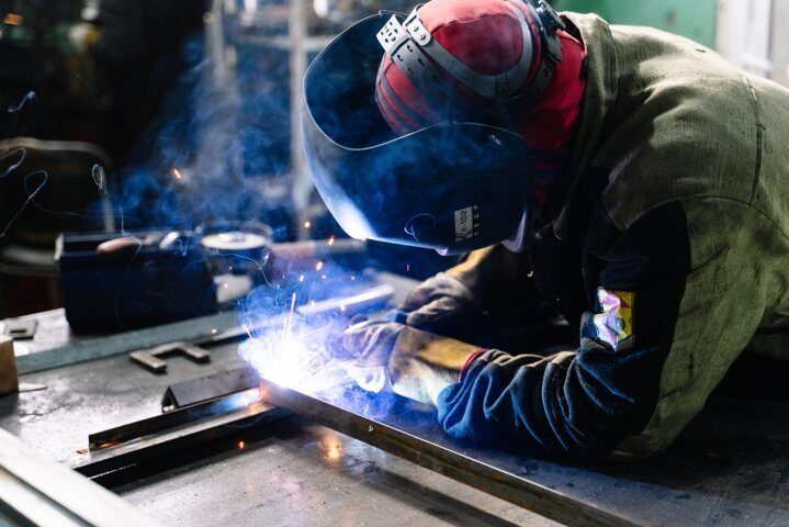 Man welding metal